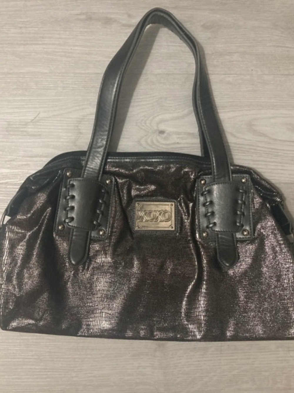 Y2K XOXO silver gray shoulder bag